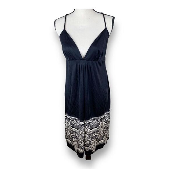 100%SILK B/W‎ Slip Dress by Julie Brown Size Lg - Picture 1 of 9
